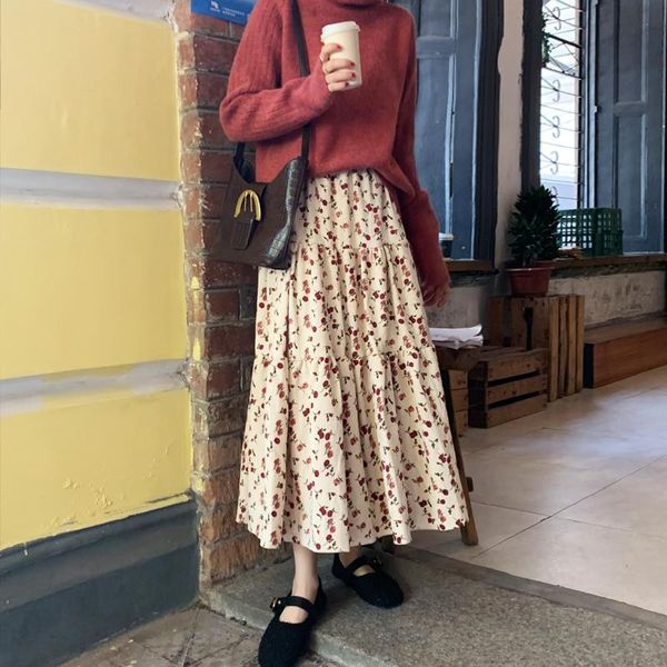 punk rock korean skirt streetwear elastic waist midi skirt vintage floral print pleated corduroy long skirts winter women, Black
punk rock korean skirt streetwear elastic waist midi skirt vintage floral print pleated corduroy long skirts winter women, Black