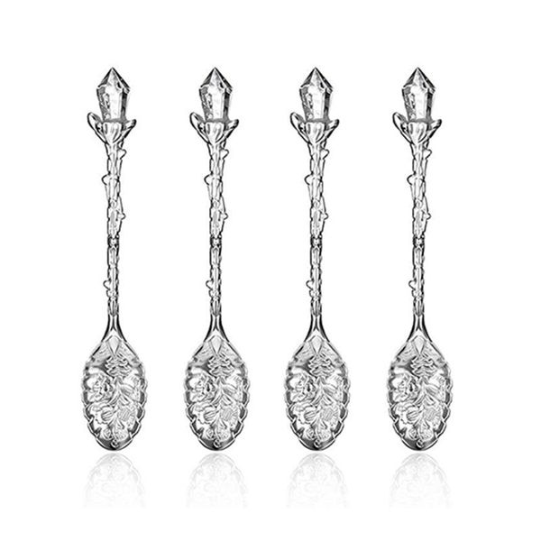 spoons 4 pcs retro crystal alloy stereoscopic spoon coffee tea decorative dessert ice cream for cafe tableware
spoons 4 pcs retro crystal alloy stereoscopic spoon coffee tea decorative dessert ice cream for cafe tableware