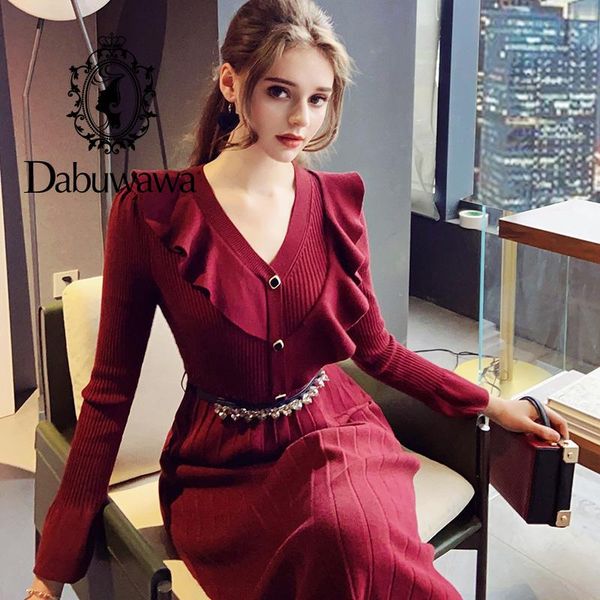 casual dresses dabuwawa vintage ruffle v-neck mid-calf dress women single breasted ruffled sleeve sash knitted ladies do1adr056, Black;gray
casual dresses dabuwawa vintage ruffle v-neck mid-calf dress women single breasted ruffled sleeve sash knitted ladies do1adr056, Black;gray