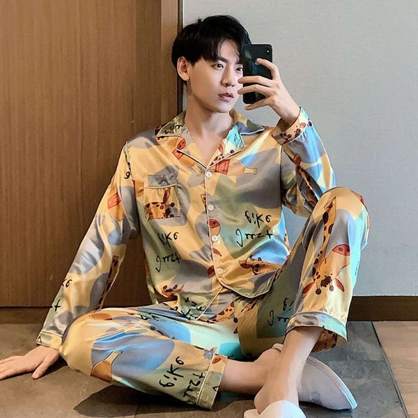 korean pajamas spring and autumn ice long sleeve thin silk men's home clothes can be worn large size two piece suit summer, Black;brown
korean pajamas spring and autumn ice long sleeve thin silk men's home clothes can be worn large size two piece suit summer, Black;brown