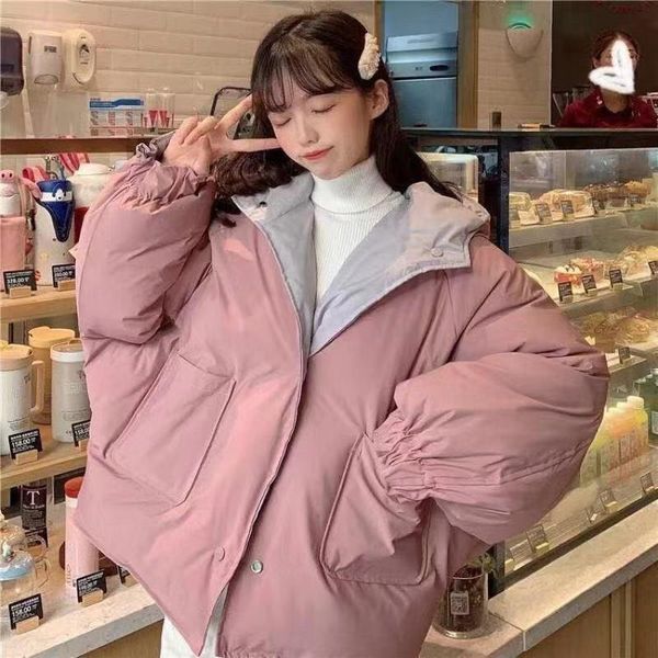 women's down & parkas winter simple hooded short women korean solid double-sided single-breasted coats fashion students oversized, Black
women's down & parkas winter simple hooded short women korean solid double-sided single-breasted coats fashion students oversized, Black