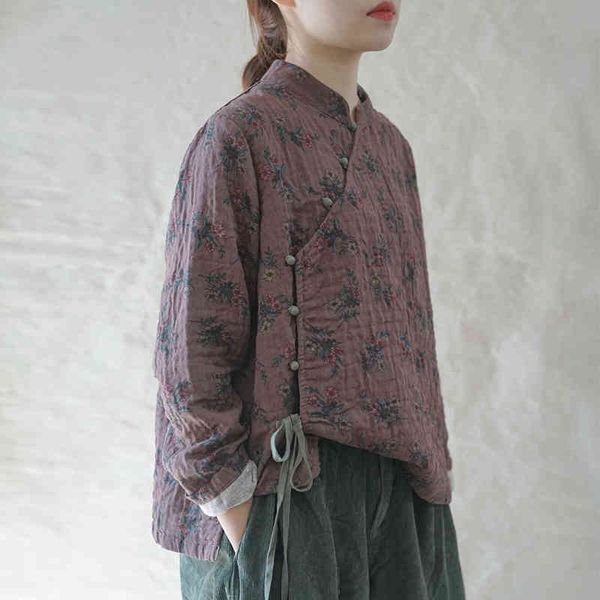 women's blouses & shirts women vintage print floral and stand long sleeve belt button 2021 spring new chinese style jxns, White
women's blouses & shirts women vintage print floral and stand long sleeve belt button 2021 spring new chinese style jxns, White