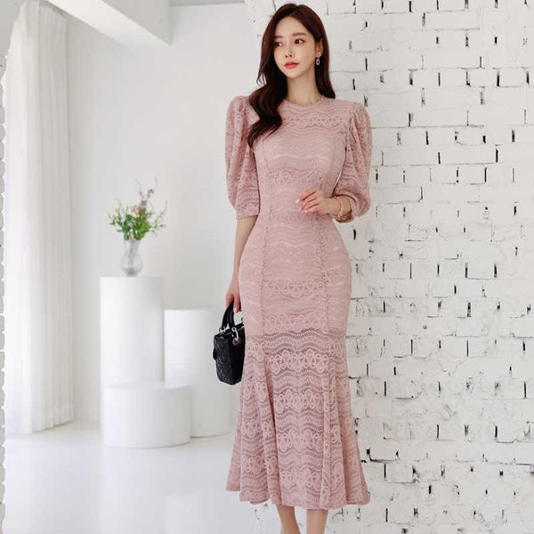 summer runway boho maxi dress women's puff sleeve o-neck elegant mermaid long lace party 210529, Black;gray 
summer runway boho maxi dress women's puff sleeve o-neck elegant mermaid long lace party 210529, Black;gray