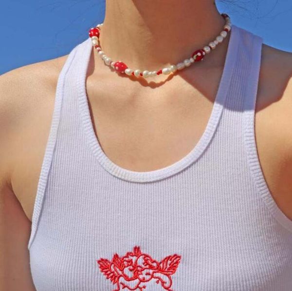chains not easy to fade glass strawberry freshwater pearl necklace sweet girls personality lovely red bead summer fresh chic neck chain, Silver
chains not easy to fade glass strawberry freshwater pearl necklace sweet girls personality lovely red bead summer fresh chic neck chain, Silver