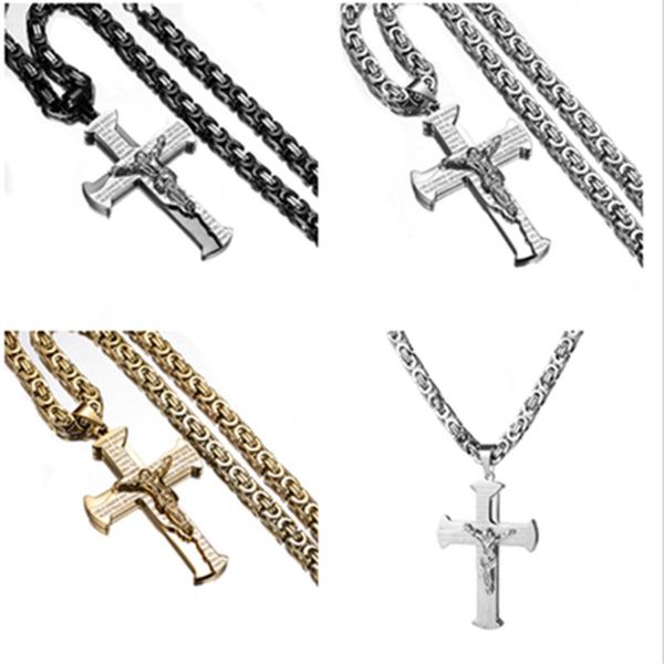 pendant necklaces vintage men's cool jesus cross necklace 316l stainless steel byzantine box chain, Silver
pendant necklaces vintage men's cool jesus cross necklace 316l stainless steel byzantine box chain, Silver