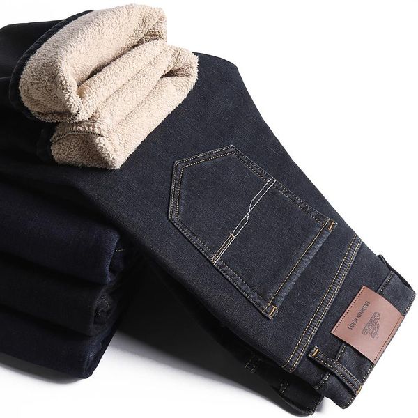 men's jeans brand winter warm fleece thick stretch cotton denim jean straight similar cashmere trousers male 40 42, Blue
men's jeans brand winter warm fleece thick stretch cotton denim jean straight similar cashmere trousers male 40 42, Blue