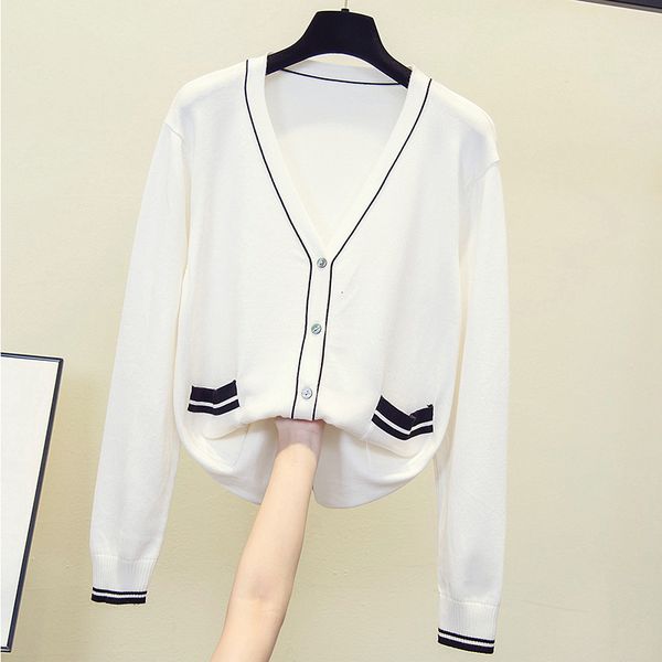 Black White Single-breasted Mesh Cardigan Elegant Fall Classic Hit Color Long Sleeve v Neck Jumper Plus Size Clothes A7ub, White;black
Black White Single-breasted Mesh Cardigan Elegant Fall Classic Hit Color Long Sleeve v Neck Jumper Plus Size Clothes A7ub, White;black