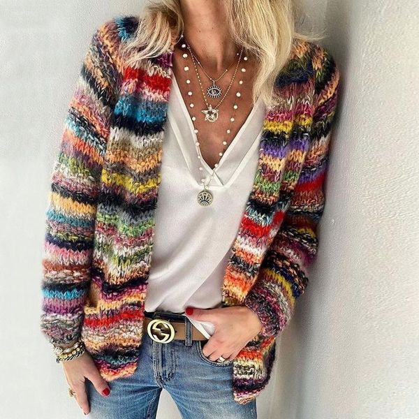 women's knits & tees lugentolo rainbow stripes knitted cardigan women sweater coat fall fashion streetwear crop top, White
women's knits & tees lugentolo rainbow stripes knitted cardigan women sweater coat fall fashion streetwear crop top, White