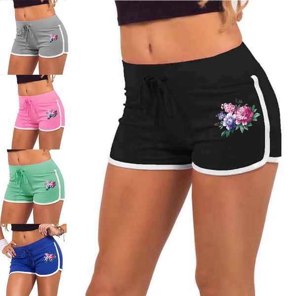 women's shorts summer women high waist elasticated fitness leggings push up gym training tights pocket flowers printing short., White;black
women's shorts summer women high waist elasticated fitness leggings push up gym training tights pocket flowers printing short., White;black