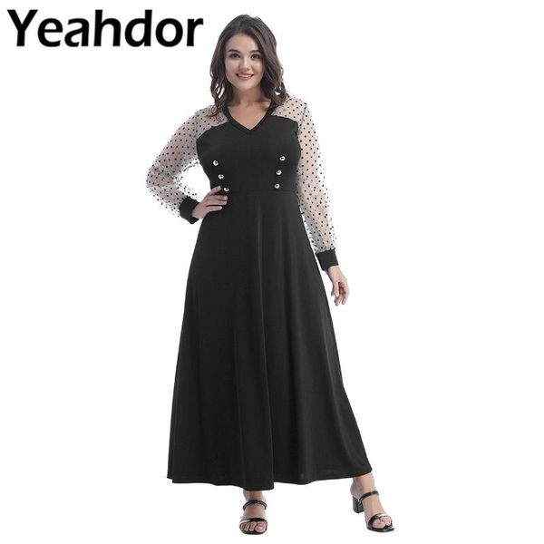 casual dresses plus size women elegant mesh patchwork v neck polka dot long sleeve midi party wedding dress formal wear, Black;gray
casual dresses plus size women elegant mesh patchwork v neck polka dot long sleeve midi party wedding dress formal wear, Black;gray