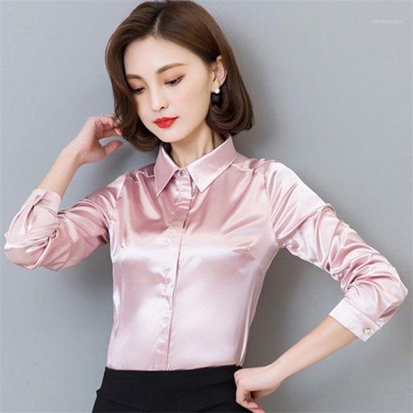 women's blouses & shirts women imitation silk satin blouse button long sleeve lapel ladies office work shirt, White
women's blouses & shirts women imitation silk satin blouse button long sleeve lapel ladies office work shirt, White