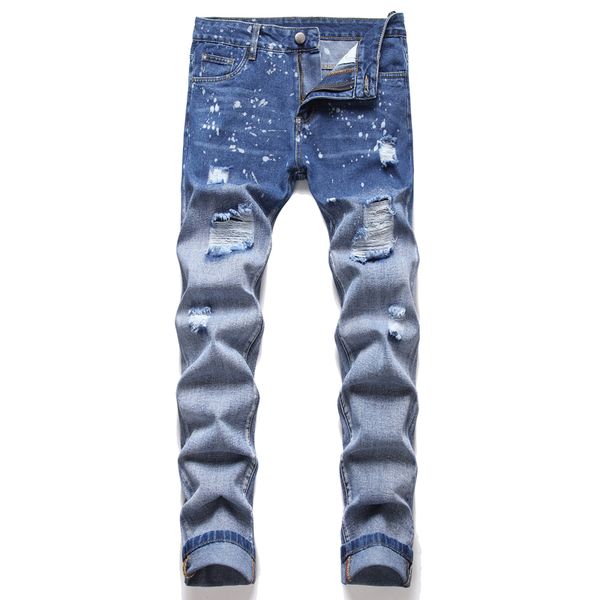 men's colorblock slim fit jeans fashion straight leg distressed destroyed biker casual denim pants big size motocycle hip hop trousers, Blue
men's colorblock slim fit jeans fashion straight leg distressed destroyed biker casual denim pants big size motocycle hip hop trousers, Blue