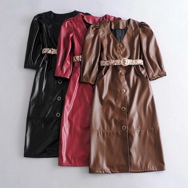 new 2021 ladies fashion v neck snake sashes solid pu leather midi office women color pocket d244, White
new 2021 ladies fashion v neck snake sashes solid pu leather midi office women color pocket d244, White