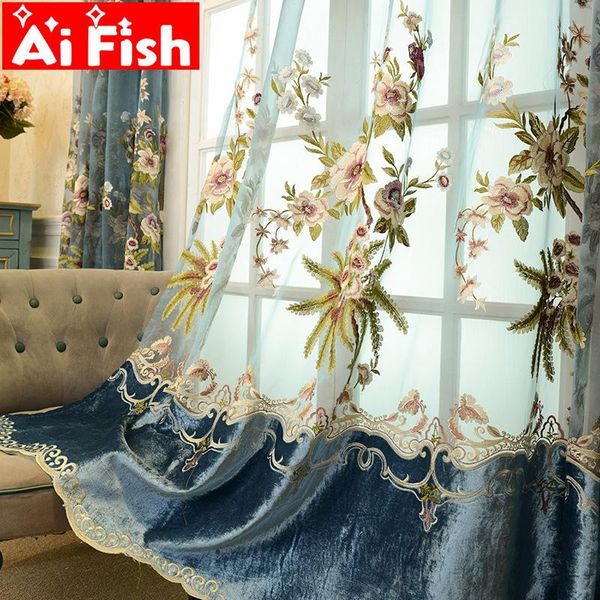 european blue flannel bottom villas elegantly curtains for living room coffee bedroom floral lace voile drapes #4
european blue flannel bottom villas elegantly curtains for living room coffee bedroom floral lace voile drapes #4
