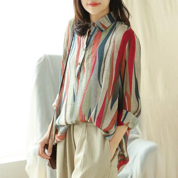 women's blouses & shirts 2021 autumn blouse loose casual retro women all-match shirt turn-down collar button print long-sleeved, White
women's blouses & shirts 2021 autumn blouse loose casual retro women all-match shirt turn-down collar button print long-sleeved, White