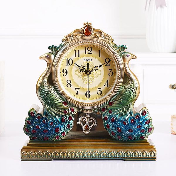 european style table clock silent bedroom bedside table clock modern living room creative peacock
european style table clock silent bedroom bedside table clock modern living room creative peacock