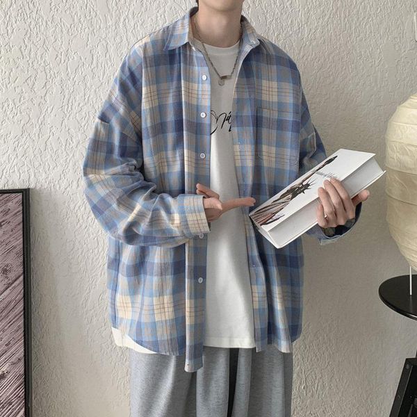 men's casual shirts loose shirt men long sleeve plaid fashionable chinese clothing, White;black
men's casual shirts loose shirt men long sleeve plaid fashionable chinese clothing, White;black