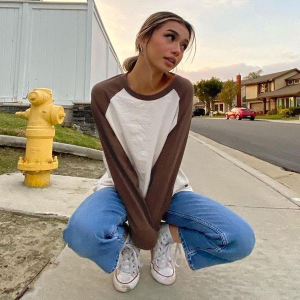 women's t-shirt 2021 o neck patchwork brown t shirts women oversized long sleeve autumn winter y2k 90s fashion casual loose, White
women's t-shirt 2021 o neck patchwork brown t shirts women oversized long sleeve autumn winter y2k 90s fashion casual loose, White