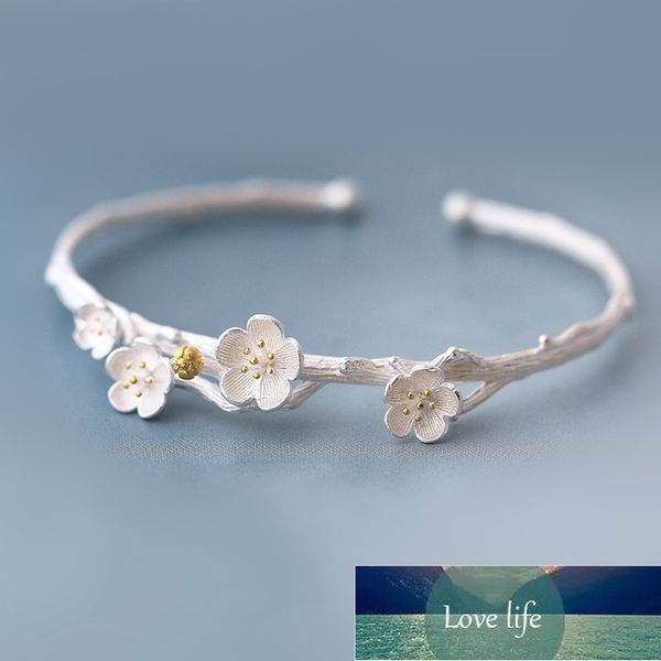 925 sterling silver elegant plum blossom flower bangle for women female jewelry anniversary engagement gift s-b239, Black
925 sterling silver elegant plum blossom flower bangle for women female jewelry anniversary engagement gift s-b239, Black