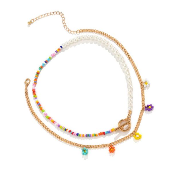 chokers boho pearl rainbow beads chain short choker necklace for women y2k colorful flower pendant necklaces 2021 fashion jewelry collar, Golden;silver
chokers boho pearl rainbow beads chain short choker necklace for women y2k colorful flower pendant necklaces 2021 fashion jewelry collar, Golden;silver