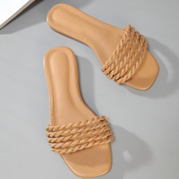 2021 summer flats slippers square head women's shoes solid color weaving women flip flop large size zapatos de mujer zy906, Black
2021 summer flats slippers square head women's shoes solid color weaving women flip flop large size zapatos de mujer zy906, Black