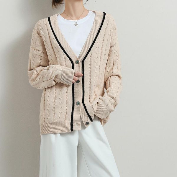 women's knits & tees spring 2021 100%cotton thread knit cardigan all-match jacket v-neck large size color matching long-sleeved thin to, White
women's knits & tees spring 2021 100%cotton thread knit cardigan all-match jacket v-neck large size color matching long-sleeved thin to, White