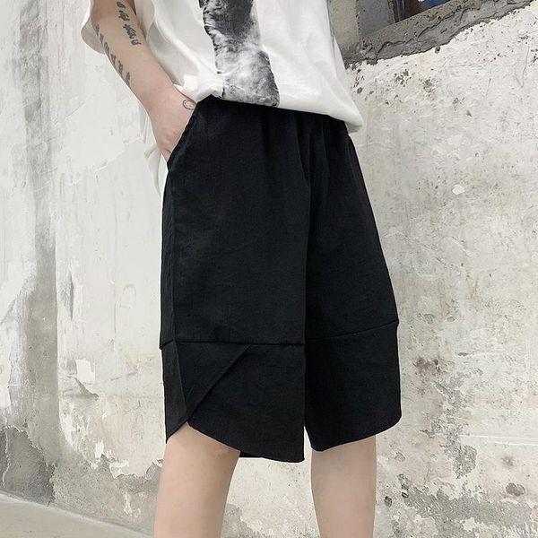 men's shorts large summer personalized cut elastic waist drawstring design loose straight trendy dark harlan pants, White;black
men's shorts large summer personalized cut elastic waist drawstring design loose straight trendy dark harlan pants, White;black