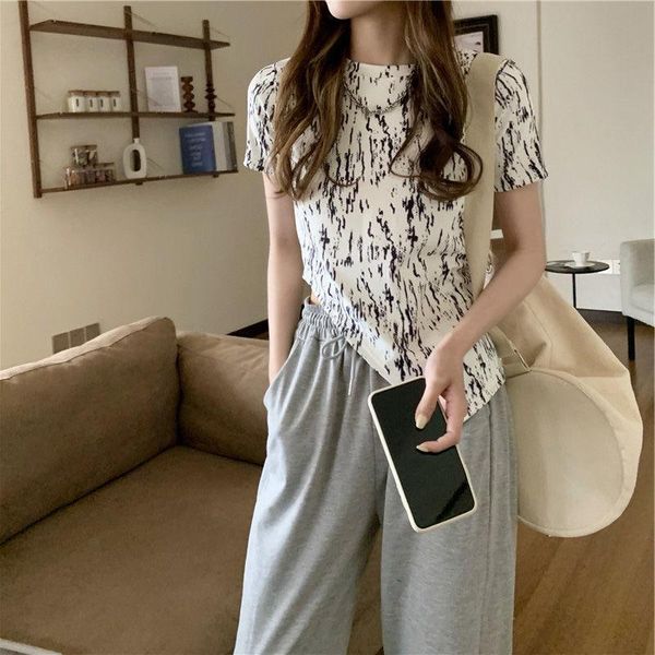 women's t-shirt irregular crop t shirt women 2021 summer tie dyed korean style bareback slim design short sleeve tees, White
women's t-shirt irregular crop t shirt women 2021 summer tie dyed korean style bareback slim design short sleeve tees, White
