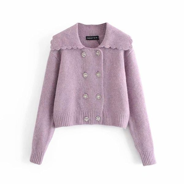 lovely baby doll collar lace hem style lavender cardigan women knitted sweater pull femme jersey mujer, White
lovely baby doll collar lace hem style lavender cardigan women knitted sweater pull femme jersey mujer, White