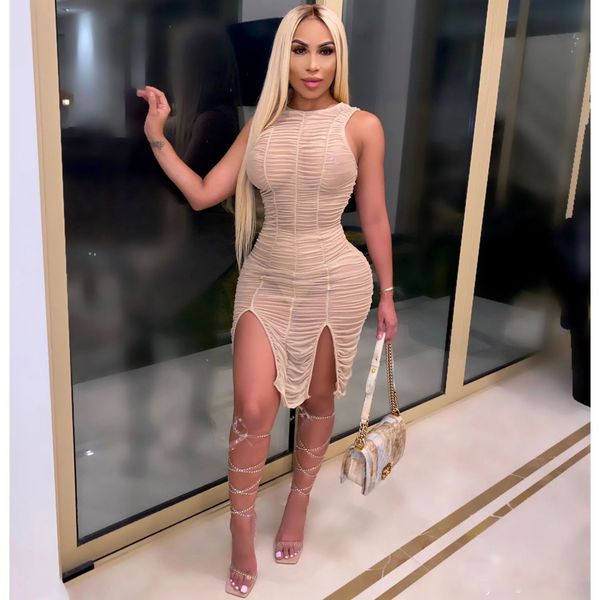 mesh see through dresses for women o-neck slit club mini dress 2020 summer draped sleeveless summer dresses, White
mesh see through dresses for women o-neck slit club mini dress 2020 summer draped sleeveless summer dresses, White