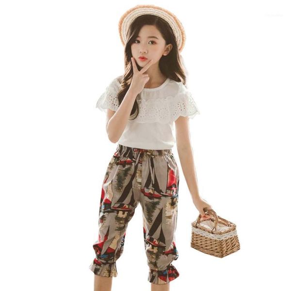 clothing sets girls clothes set lace shirt + floral pants 2pcs girl summer fashion kids 6 8 10 12 13 14 year1, White 
clothing sets girls clothes set lace shirt + floral pants 2pcs girl summer fashion kids 6 8 10 12 13 14 year1, White