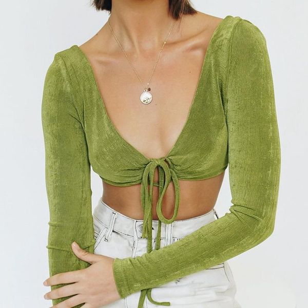women's t-shirt y2k women backless sweats tee spring autumn streetwear green tie front up deep v-neck long sleeve skinny crop top, White
women's t-shirt y2k women backless sweats tee spring autumn streetwear green tie front up deep v-neck long sleeve skinny crop top, White