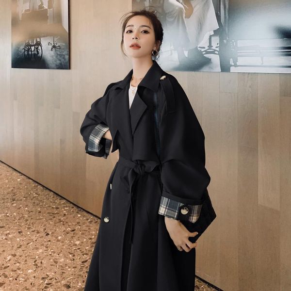 women's trench coats herstory loose oversized double-breasted long windbreaker mid-length ladies jacket spring autumn clothes, Tan;black
women's trench coats herstory loose oversized double-breasted long windbreaker mid-length ladies jacket spring autumn clothes, Tan;black