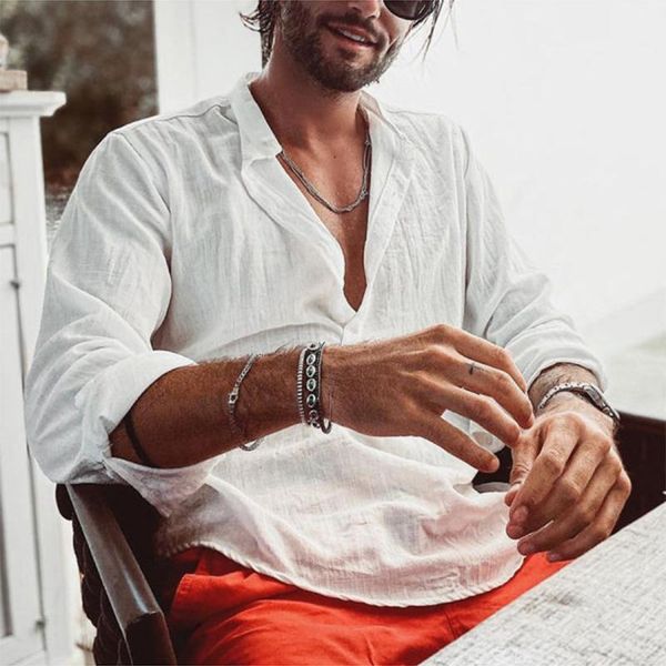 men's casual shirts fall vintage button stand collar mens long sleeve solid cotton linen blouse men 2022 spring fashion simple pullove, White;black
men's casual shirts fall vintage button stand collar mens long sleeve solid cotton linen blouse men 2022 spring fashion simple pullove, White;black
