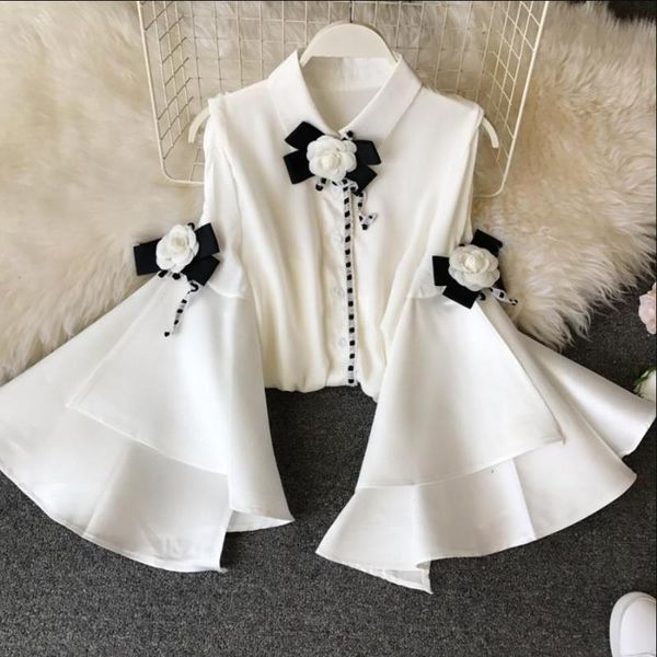 women's blouses & shirts 2021 spring fashion court wind blouse o-neck off shoulder big trumpet sleeve slim chiffon women shirt, White
women's blouses & shirts 2021 spring fashion court wind blouse o-neck off shoulder big trumpet sleeve slim chiffon women shirt, White