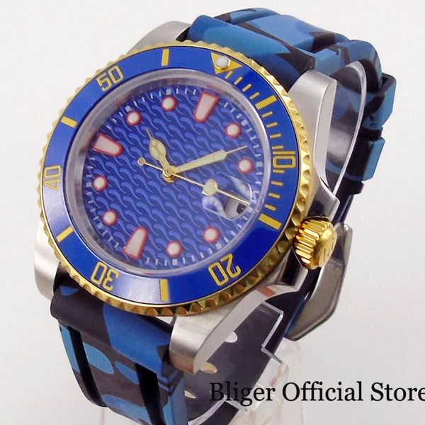 wristwatches simple blue two tone gold 40mm automatic men watch 21 jewels miyota 8215 green luminous hand rubber band, Slivery;brown
wristwatches simple blue two tone gold 40mm automatic men watch 21 jewels miyota 8215 green luminous hand rubber band, Slivery;brown