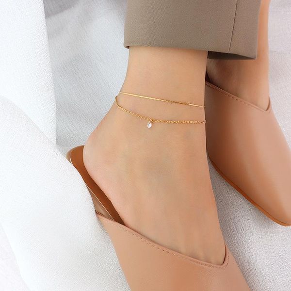 anklets exquisite double layer gold color stainless steel anklet bracelet for women beach waterproof jewelry pretty gift, Red;blue
anklets exquisite double layer gold color stainless steel anklet bracelet for women beach waterproof jewelry pretty gift, Red;blue