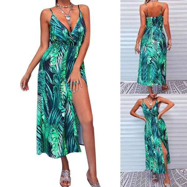 casual dresses spaghetti strap women bohemian dress hem slit leaf print suspender v-neck sundress holiday beach female d30, Black;gray
casual dresses spaghetti strap women bohemian dress hem slit leaf print suspender v-neck sundress holiday beach female d30, Black;gray