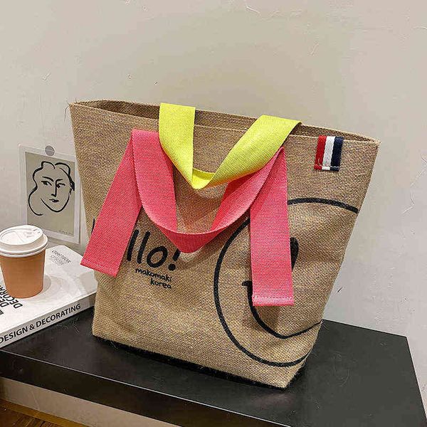 shopping bags tote female cartoon cute smiley literary color matching hand bag trend letter designer handbag for woman 220307
shopping bags tote female cartoon cute smiley literary color matching hand bag trend letter designer handbag for woman 220307