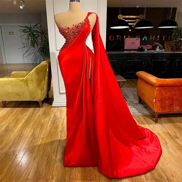 luxury pearls red evening dresses with wrap beaded side split prom robe de mariée custom made formal mermaid party gowns, Black
luxury pearls red evening dresses with wrap beaded side split prom robe de mariée custom made formal mermaid party gowns, Black