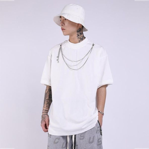 men's t-shirts chain decoration pure color short-sleeved t-shirt men's ins high street tide brand loose round neck summer five-poin, White;black
men's t-shirts chain decoration pure color short-sleeved t-shirt men's ins high street tide brand loose round neck summer five-poin, White;black