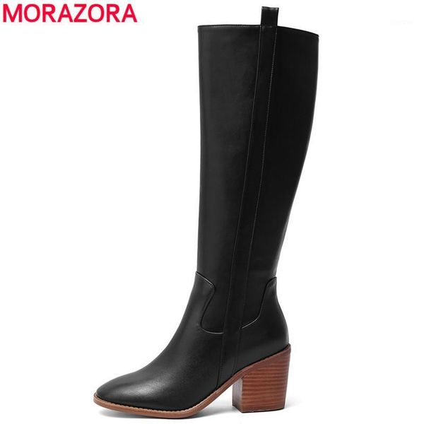 boots morazora 2021 winter arrive genuine leather knee high fashion round toe simple restoring shoes woman1, Black 
boots morazora 2021 winter arrive genuine leather knee high fashion round toe simple restoring shoes woman1, Black
