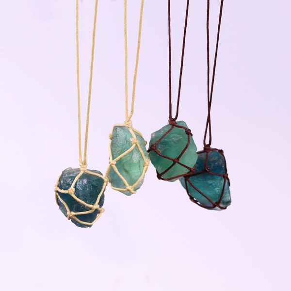 pendant necklaces ethnic hand-woven braided rope natural quartz crystal stone blue green fluorite treatment necklace healing jewelry, Silver
pendant necklaces ethnic hand-woven braided rope natural quartz crystal stone blue green fluorite treatment necklace healing jewelry, Silver