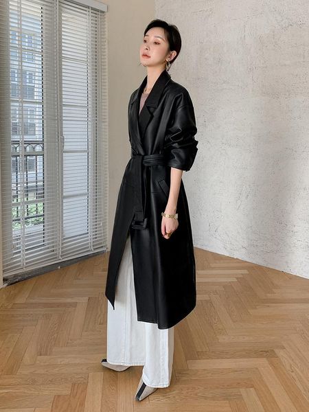 women's leather & faux autumn 2021 mid-length coat women's windbreaker loose wide version sheep skin slim, Black
women's leather & faux autumn 2021 mid-length coat women's windbreaker loose wide version sheep skin slim, Black