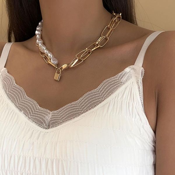 pendant necklaces goth imitation pearl lock necklace for women vintage multi layer link chain punk aesthetic jewelry 2021, Silver
pendant necklaces goth imitation pearl lock necklace for women vintage multi layer link chain punk aesthetic jewelry 2021, Silver
