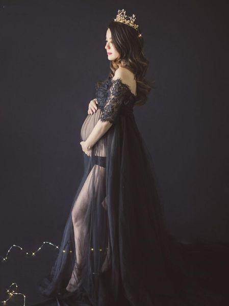 black lace maternity dress for p shoot pregnant women long sleeve splicing turtleneck pgraphy dresses pregnancy dress, White
black lace maternity dress for p shoot pregnant women long sleeve splicing turtleneck pgraphy dresses pregnancy dress, White