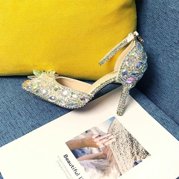 dress shoes sweet rhinestone bride strap princess water drill lolita high small heel pumps crystal women wedding, Black 
dress shoes sweet rhinestone bride strap princess water drill lolita high small heel pumps crystal women wedding, Black