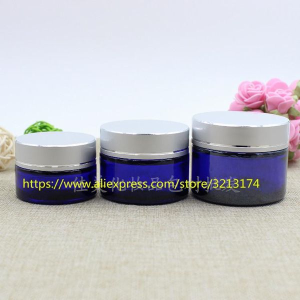 storage bottles & jars 20g 30g 50g blue glass cream jar with matte silver aluminum lid, cosmetic eye mask facial lotion pot package containe
storage bottles & jars 20g 30g 50g blue glass cream jar with matte silver aluminum lid, cosmetic eye mask facial lotion pot package containe
