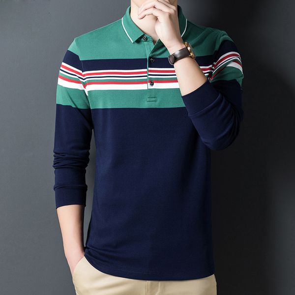 2021 autumn new men cotton striped stitching long-sleeved business casual polo shirt brand clothes male dt8g, White;black
2021 autumn new men cotton striped stitching long-sleeved business casual polo shirt brand clothes male dt8g, White;black
