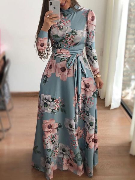 Women Plus Elegant Size Print Sweet Neck Belt Long Dress Ladies'office Clothes Kgnw, Black;gray
Women Plus Elegant Size Print Sweet Neck Belt Long Dress Ladies'office Clothes Kgnw, Black;gray